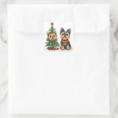 Christmas Yorkie Dogs Vierkante Sticker (Tas)