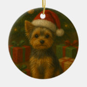 Christmas Yorkie Keramisch Ornament (Voorkant)
