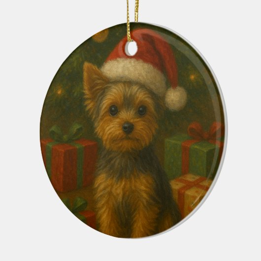 Christmas Yorkie Keramisch Ornament (Links)