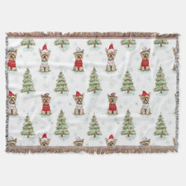 Christmas Yorkies Dog Deken