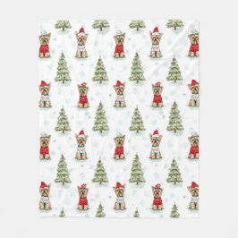 Christmas Yorkies Dog Fleece Deken