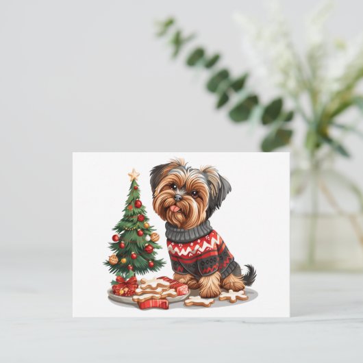 Christmas Yorkshire Terrier Dogs Briefkaart (Staand voorkant)