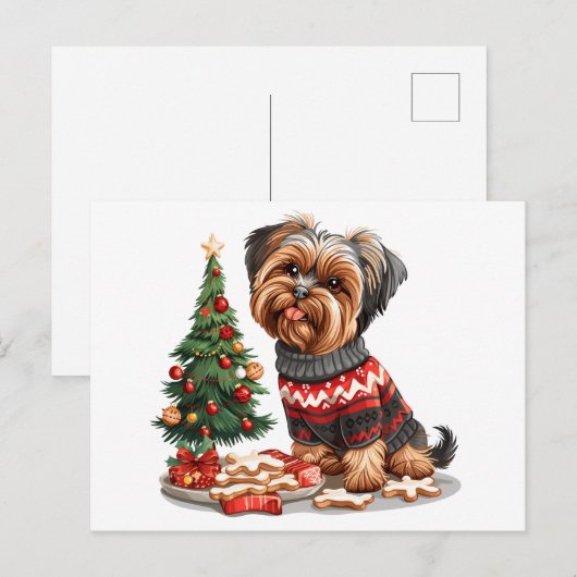 Christmas Yorkshire Terrier Dogs Briefkaart (Voorkant / Achterkant)