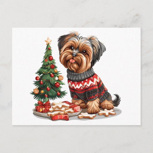Christmas Yorkshire Terrier Dogs Briefkaart (Voorkant)