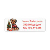 Christmas Yorkshire Terrier Dogs Etiket (Voorkant)