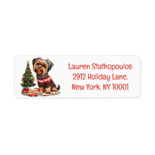 Christmas Yorkshire Terrier Dogs Etiket
