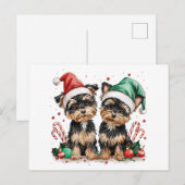 Christmas Yorkshire Terrier Dogs Feestdagenkaart (Voorkant / Achterkant)