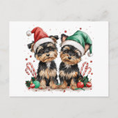 Christmas Yorkshire Terrier Dogs Feestdagenkaart (Voorkant)