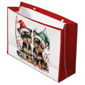 Christmas Yorkshire Terrier Dogs Groot Cadeauzakje (Voorkant Gekanteld)