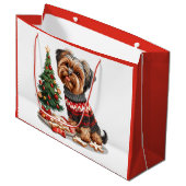 Christmas Yorkshire Terrier Dogs Groot Cadeauzakje (Voorkant Gekanteld)