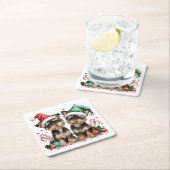 Christmas Yorkshire Terrier Dogs Kartonnen Onderzetters (Insitu)
