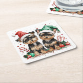 Christmas Yorkshire Terrier Dogs Kartonnen Onderzetters (Schuin)