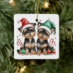 Christmas Yorkshire Terrier Dogs Keramisch Ornament