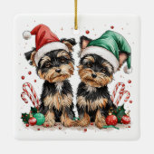 Christmas Yorkshire Terrier Dogs Keramisch Ornament (Achterkant)