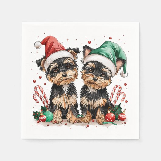 Christmas Yorkshire Terrier Dogs Servet (Voorkant)