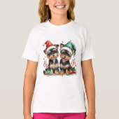 Christmas Yorkshire Terrier Dogs T-shirt (Voorkant)