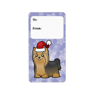 Christmas Yorkshire Terrier Gift Labels (lange boo
