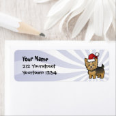 Christmas Yorkshire Terrier (kort haar met strik) Etiket (Insitu)