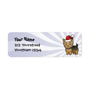 Christmas Yorkshire Terrier (kort haar met strik) Etiket