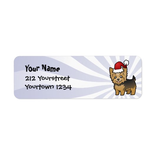 Christmas Yorkshire Terrier (kort haar met strik) Etiket (Voorkant)