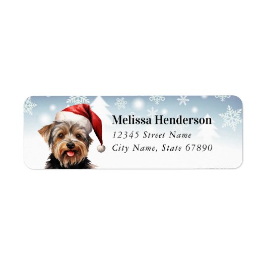 Christmas Yorkshire Terrier Retouradreslabel Etiket (Voorkant)
