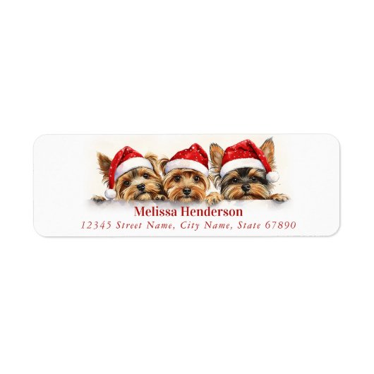 Christmas Yorkshire Terrier Retouradreslabel Etiket (Voorkant)