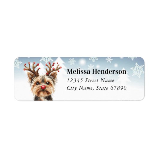 Christmas Yorkshire Terrier Retouradreslabel Etiket (Voorkant)