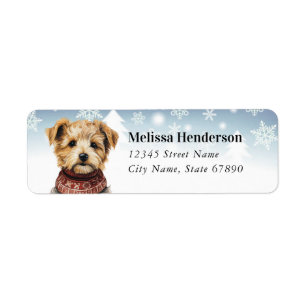 Christmas Yorkshire Terrier Retouradreslabel Etiket