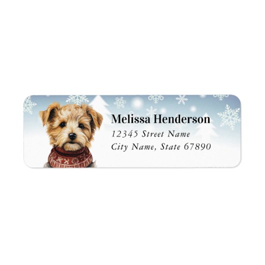 Christmas Yorkshire Terrier Retouradreslabel Etiket (Voorkant)