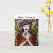 Christmas Yule angel greeting card Kaart (Gele Bloem)