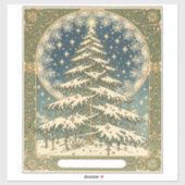 Christmas Yule Tree Snowflakes and Stars Art Nouve Sticker (Vel)