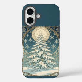 Christmas Yule Tree With Snow And Star-Shaped  iPhone 16 Hoesje