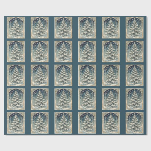 Christmas Yule Tree With Snow Laden Branches Cadeaupapier (Vlak)