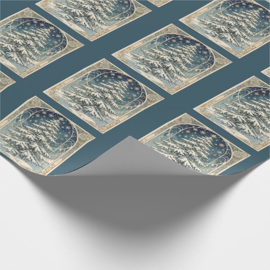 Christmas Yule Tree With Snow Laden Branches Cadeaupapier (Hoek)