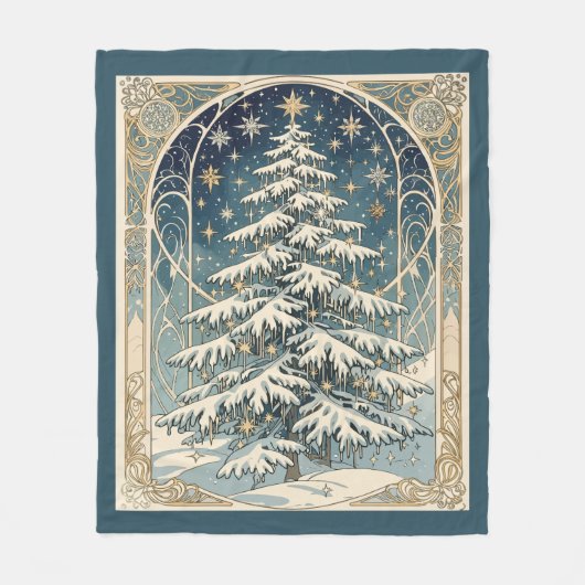 Christmas Yule Tree With Snow Laden Branches Fleece Deken (Voorkant)