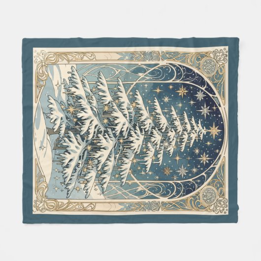 Christmas Yule Tree With Snow Laden Branches Fleece Deken (Voorkant (Horizontaal))
