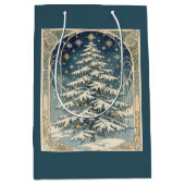 Christmas Yule Tree With Snow Laden Branches Medium Cadeauzakje (Voorkant)