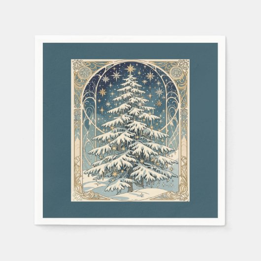 Christmas Yule Tree With Snow Laden Branches Servet (Voorkant)