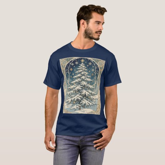 Christmas Yule Tree With Snow Laden Branches T-shirt (Voorkant volledig)