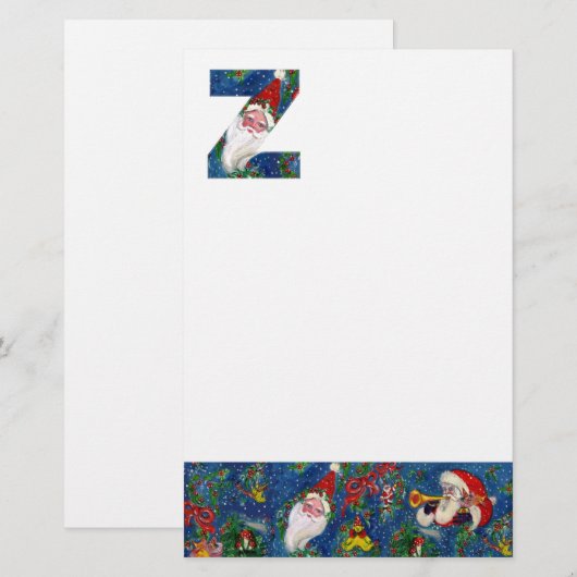 CHRISTMAS Z LETTER/SANTA CLAUS MET RED RIBBON BRIEFPAPIER (Voorkant / Achterkant)