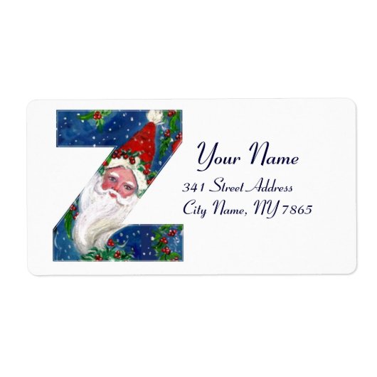 CHRISTMAS Z LETTER/SANTA CLAUS MET RED RIBBON ETIKET (Voorkant)