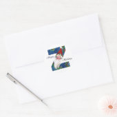 CHRISTMAS Z LETTER/SANTA CLAUS MET RED RIBBON RONDE STICKER (Envelop)