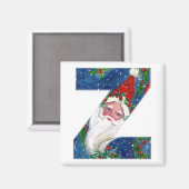 CHRISTMAS Z LETTER/SANTA RED RIBBON MONOGRAM MAGNEET (Voorkant / Achterkant)