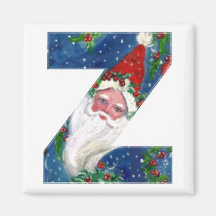CHRISTMAS Z LETTER/SANTA RED RIBBON MONOGRAM MAGNEET