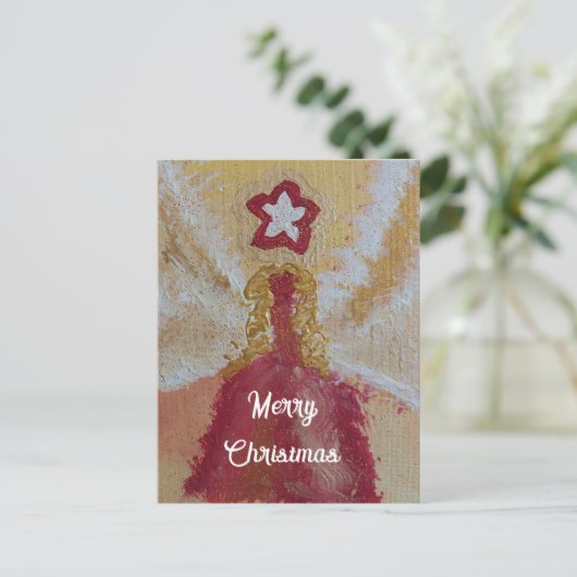 Christmasangel gift love feiertagspostkarte feestdagenkaart (Staand voorkant)