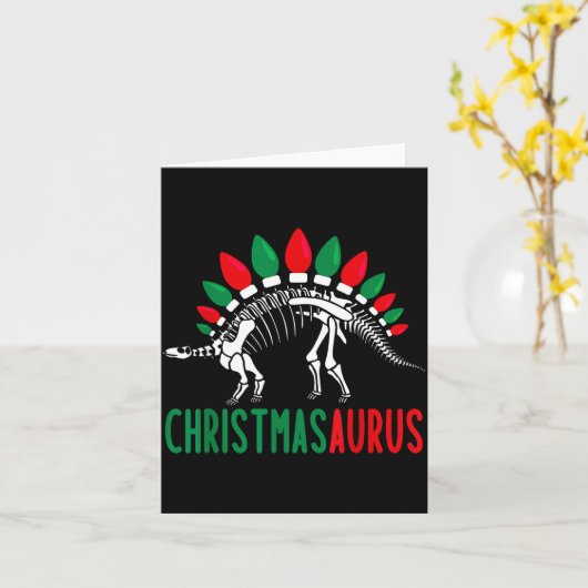 Christmasaurus Cute Christmas Dinosaur Tree Rex Di Kaart (Gele Bloem)