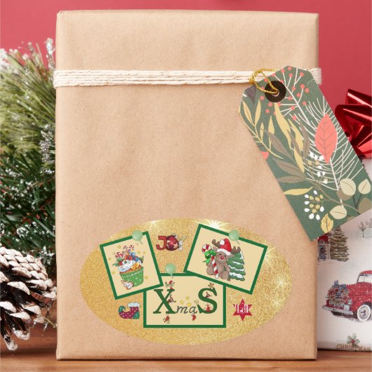 Christmasbild Ovale Sticker (Feestdagen)