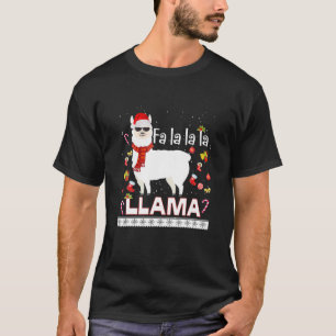 Christmasfa LA Llama Santa Hat Ugly Xmas Tree A T-shirt