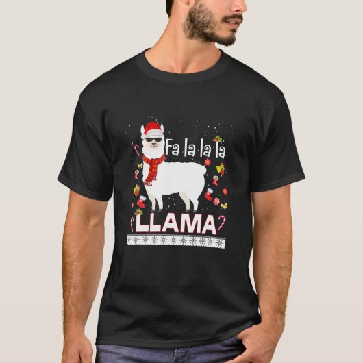 Christmasfa LA Llama Santa Hat Ugly Xmas Tree A T-shirt (Voorkant)