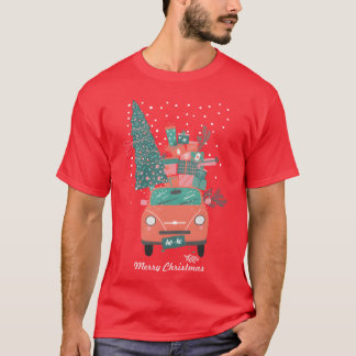 Christmasree And Gifts In A Car Ho Ho Ho Happy fri T-shirt
